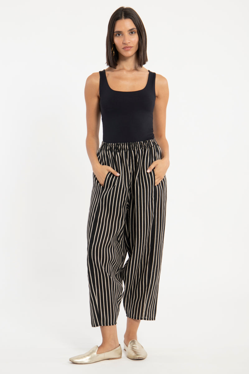 Samah Cotton Black Stripe Pants