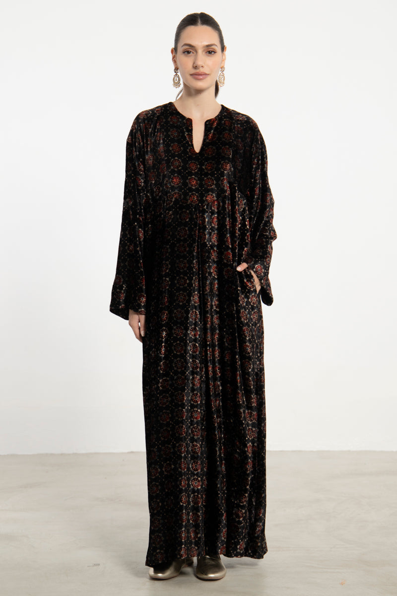 Shirine Velvet Black Ottoman Dress