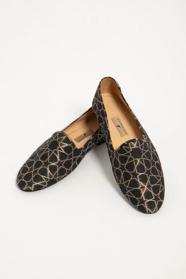 Geometric Gold Arabesque Babouche