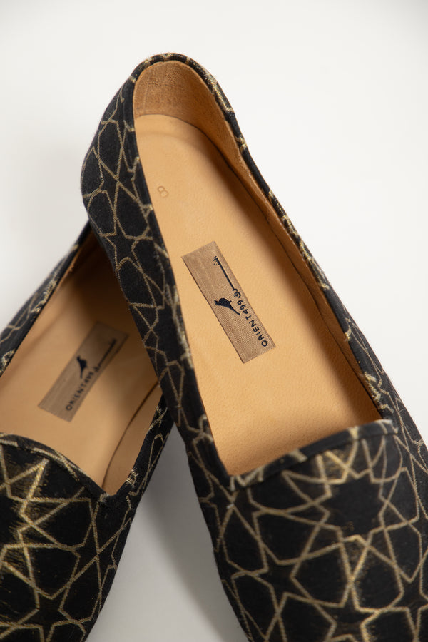 Geometric Gold Arabesque Babouches