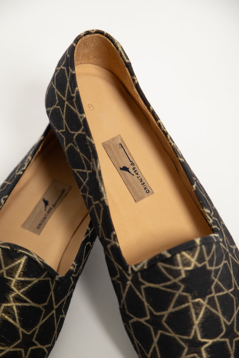 Geometric Gold Arabesque Babouches