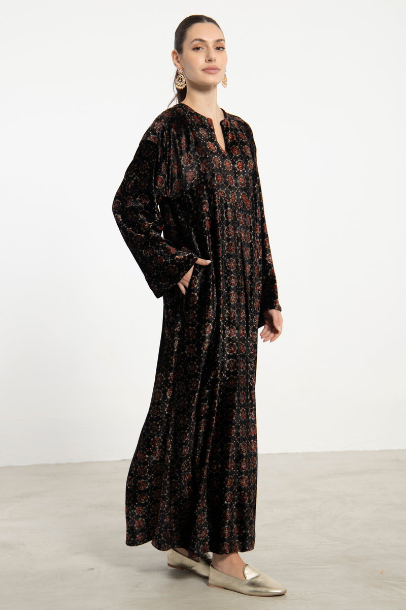 Shirine Velvet Black Ottoman Dress