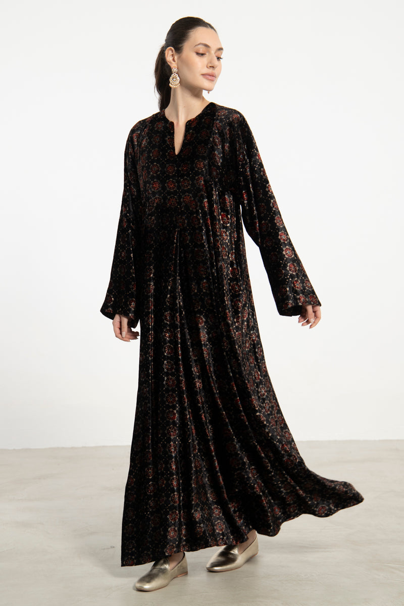 Shirine Velvet Black Ottoman Dress