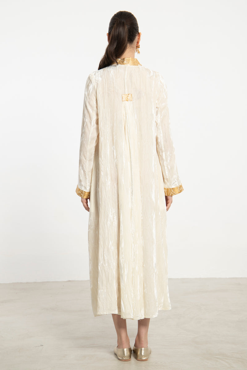 Jamila Crushed Velvet Ivory Dress