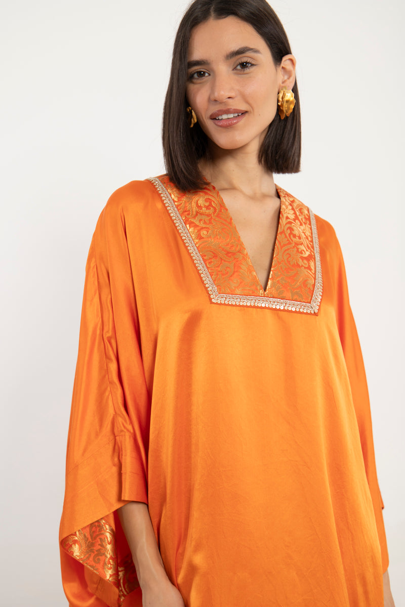 Adan Silk Orange Kaftan