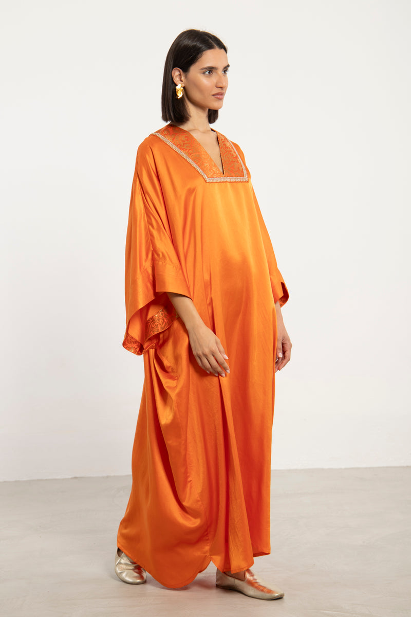 Adan Silk Orange Kaftan