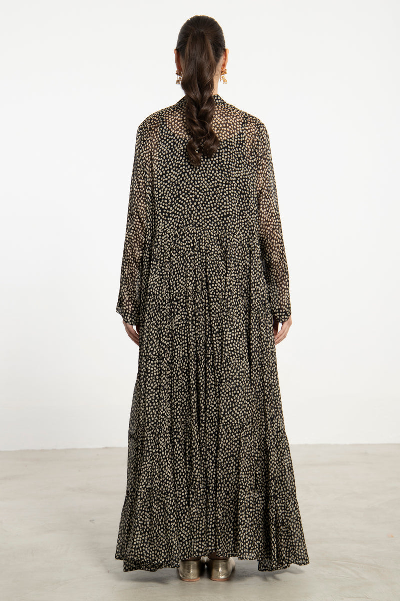 Louna Silk Black Printed Dress