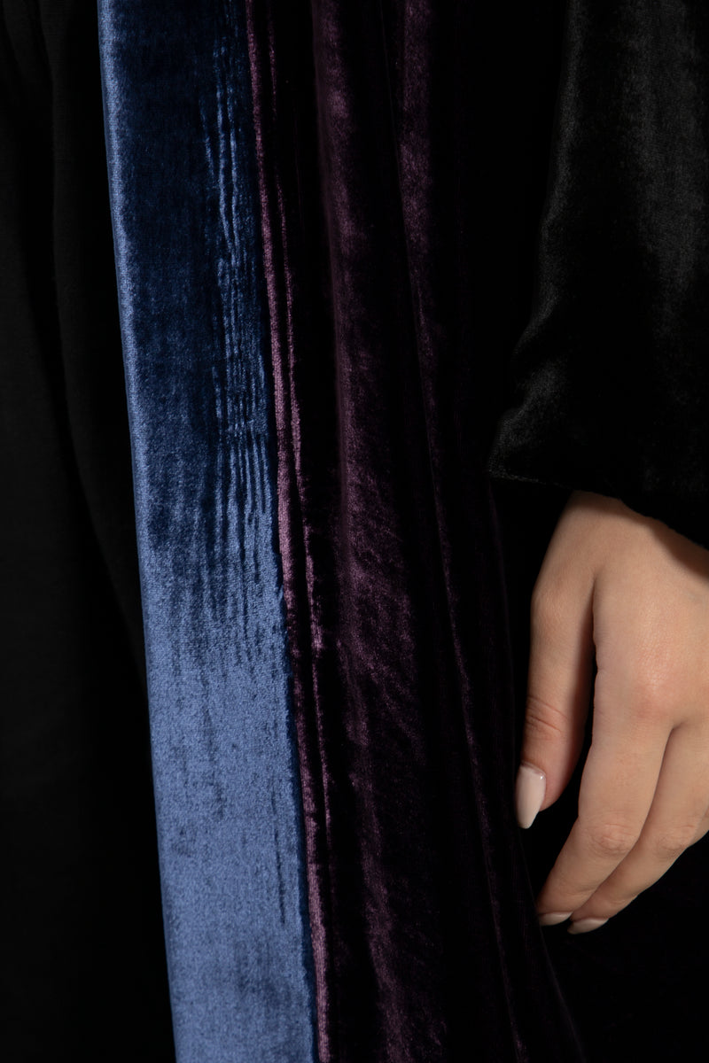 Sherif Velvet Black, Blue & Purple Abaya