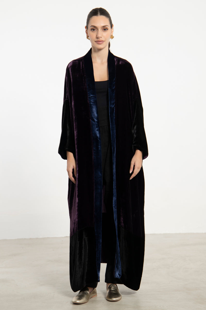 Sherif Velvet Black, Blue & Purple Abaya