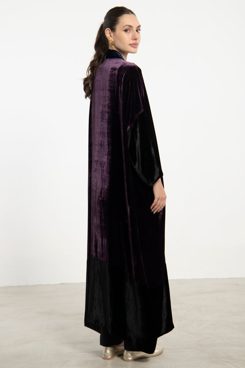 Sherif Velvet Black, Blue & Purple Abaya