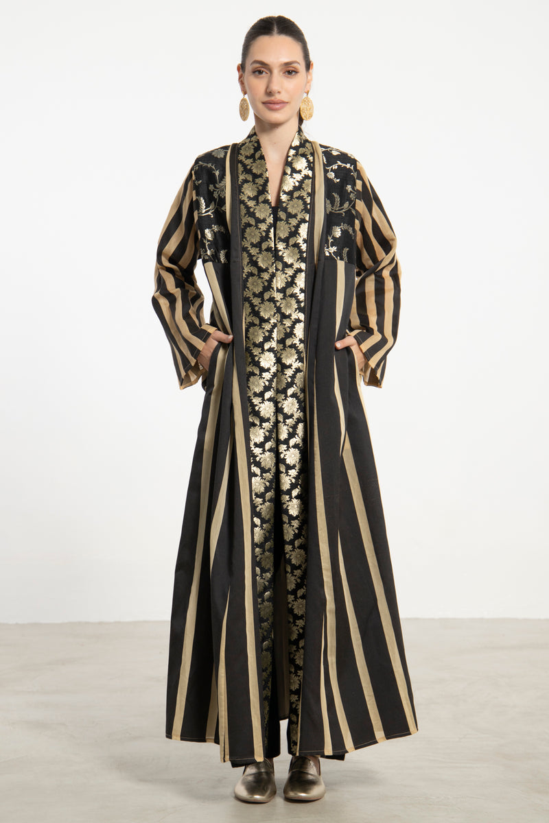 Rim Handwoven Silk & Silk Brocade Abaya