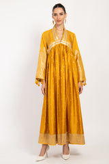 Aliaa Silk Yellow Pompom Dress