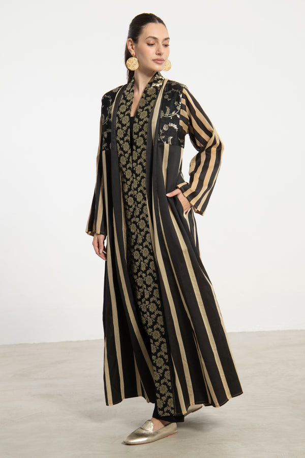 Rim Handwoven Silk & Silk Brocade Abaya
