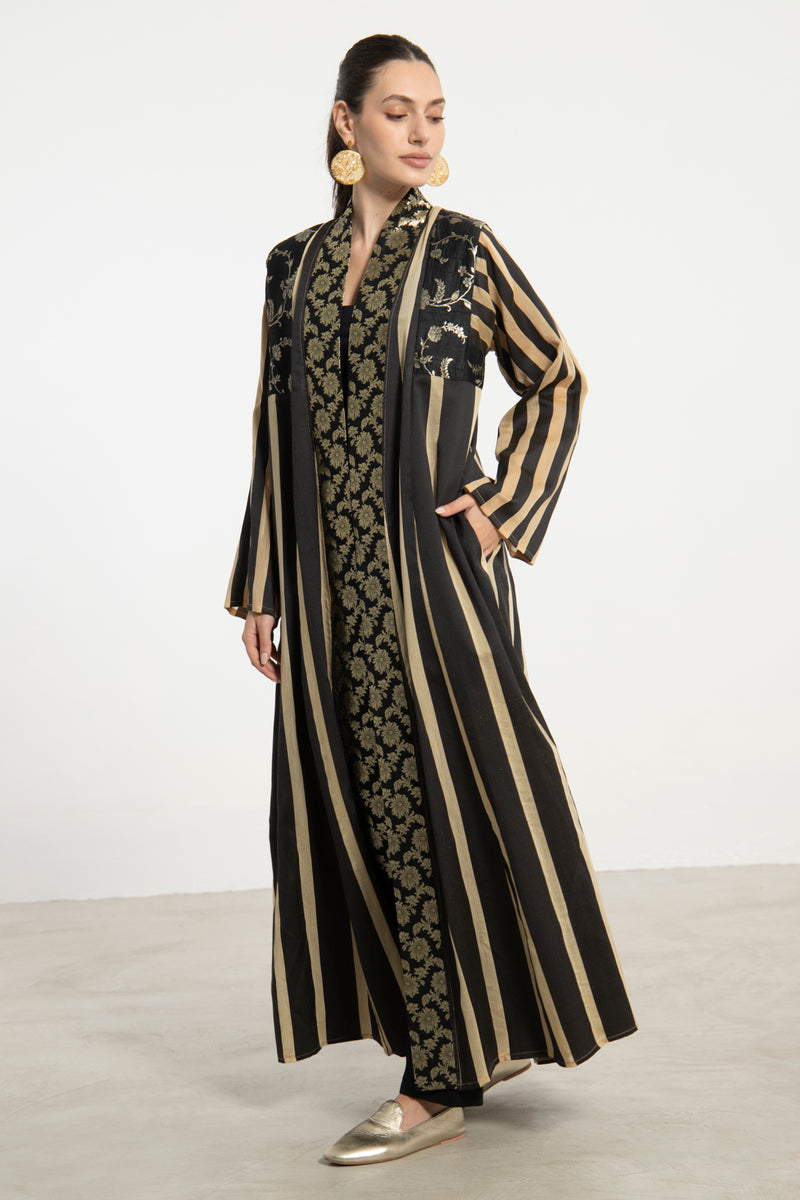 Rim Handwoven Silk & Silk Brocade Abaya