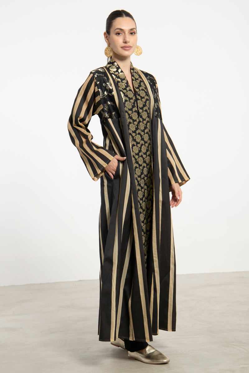 Rim Handwoven Silk & Silk Brocade Abaya