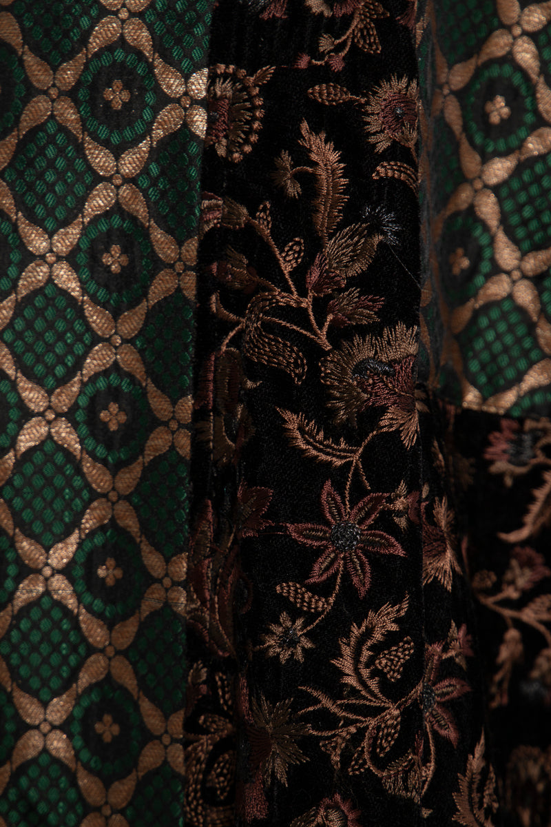 Rim Embroidered Velvet & Silk Brocade Abaya