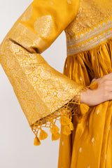 Aliaa Silk Yellow Pompom Dress