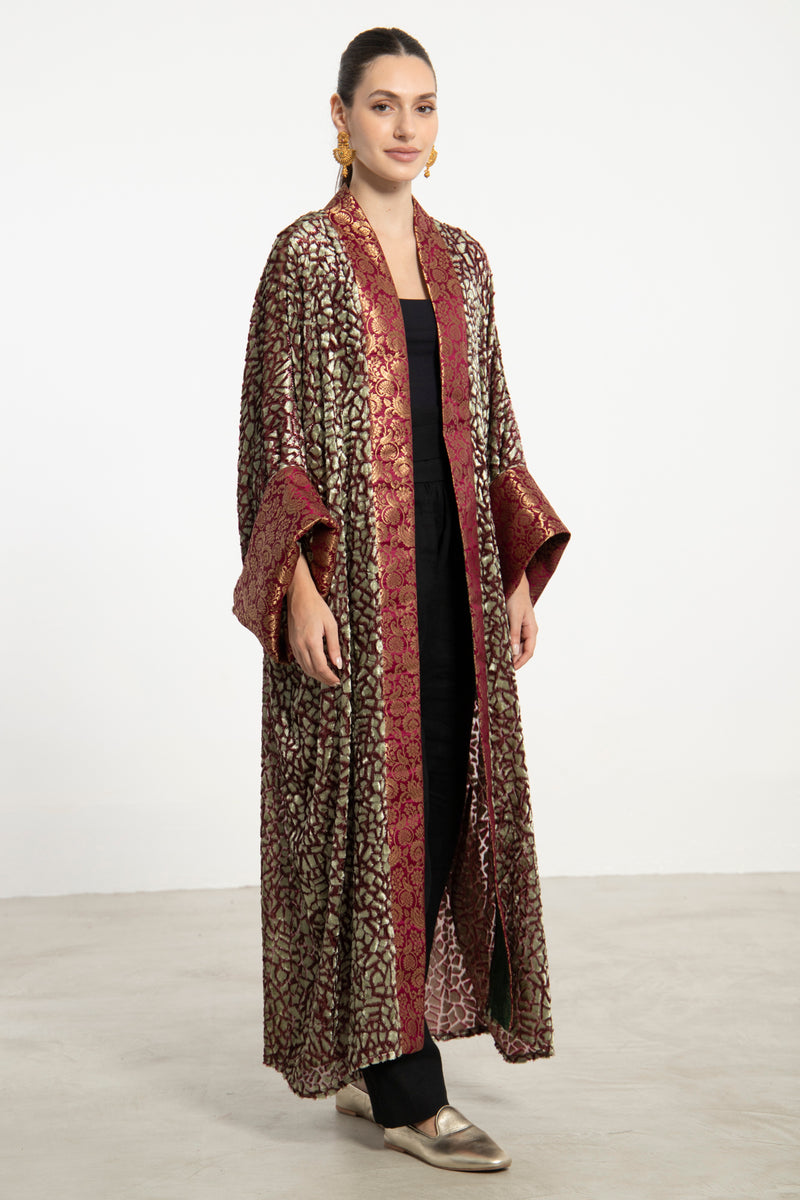 Maliha Velvet Devoré and Silk Brocade Abaya