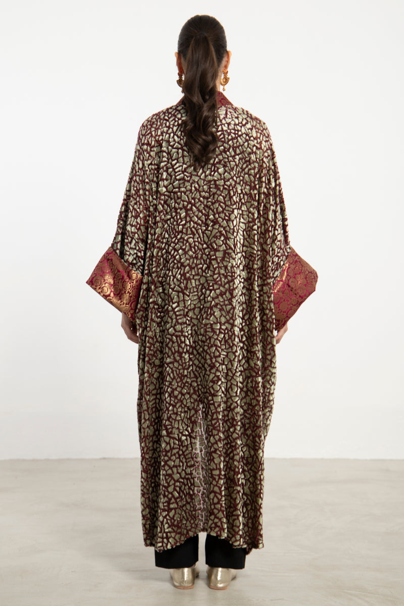 Maliha Velvet Devoré and Silk Brocade Abaya