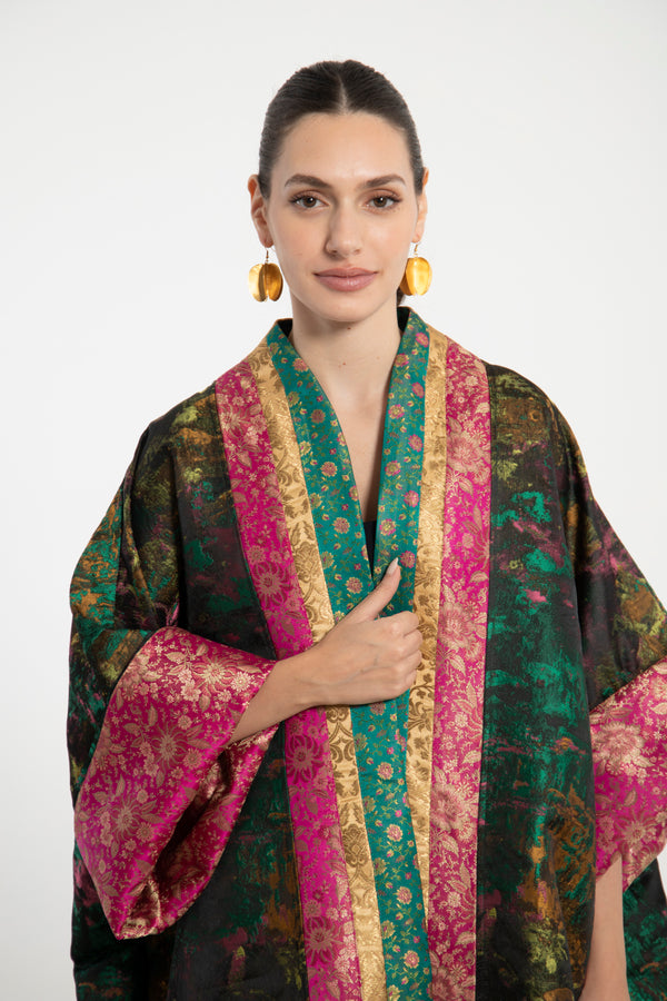 Yasma Cotton Jacquard and Silk Brocade Abaya