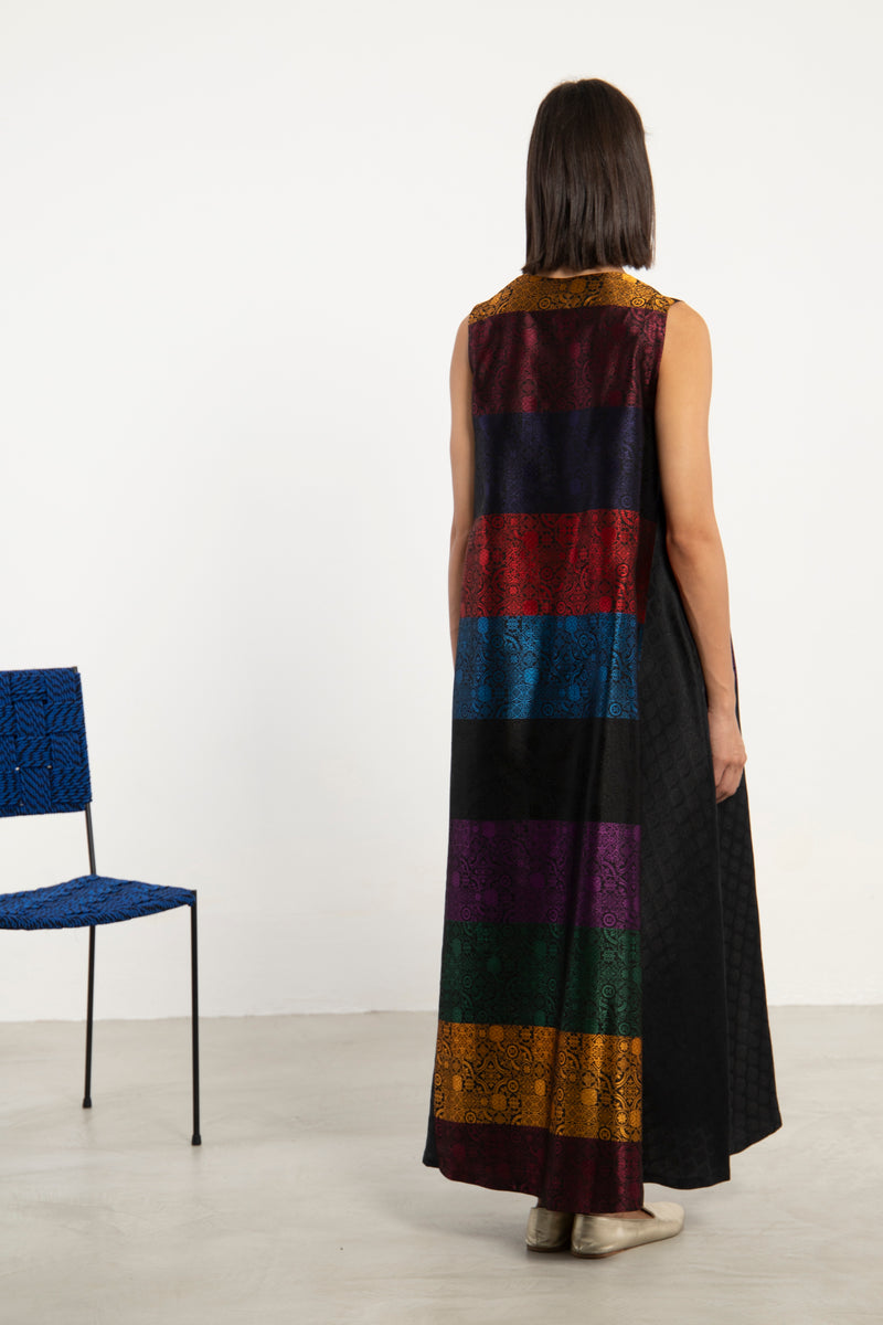 Rabiaa Silk Multicolor Dress - Sleeveless