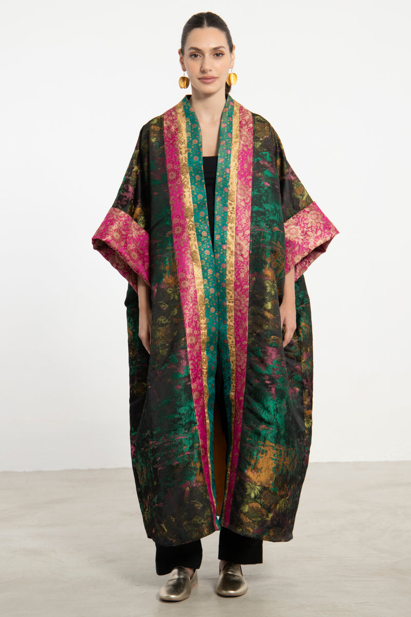 Yasma Cotton Jacquard and Silk Brocade Abaya