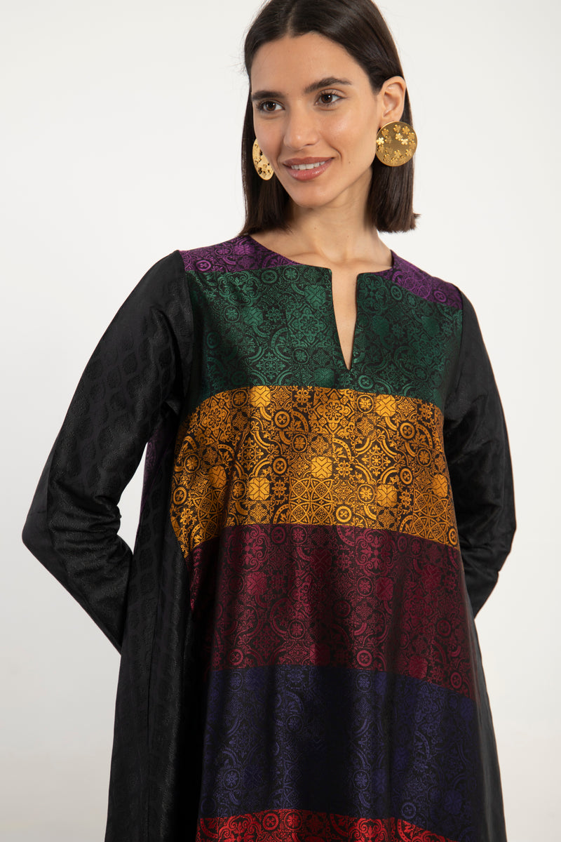 Rabiaa Silk Multicolor Dress