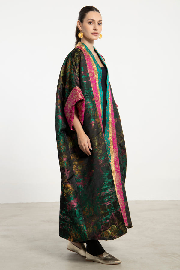 Yasma Cotton Jacquard and Silk Brocade Abaya
