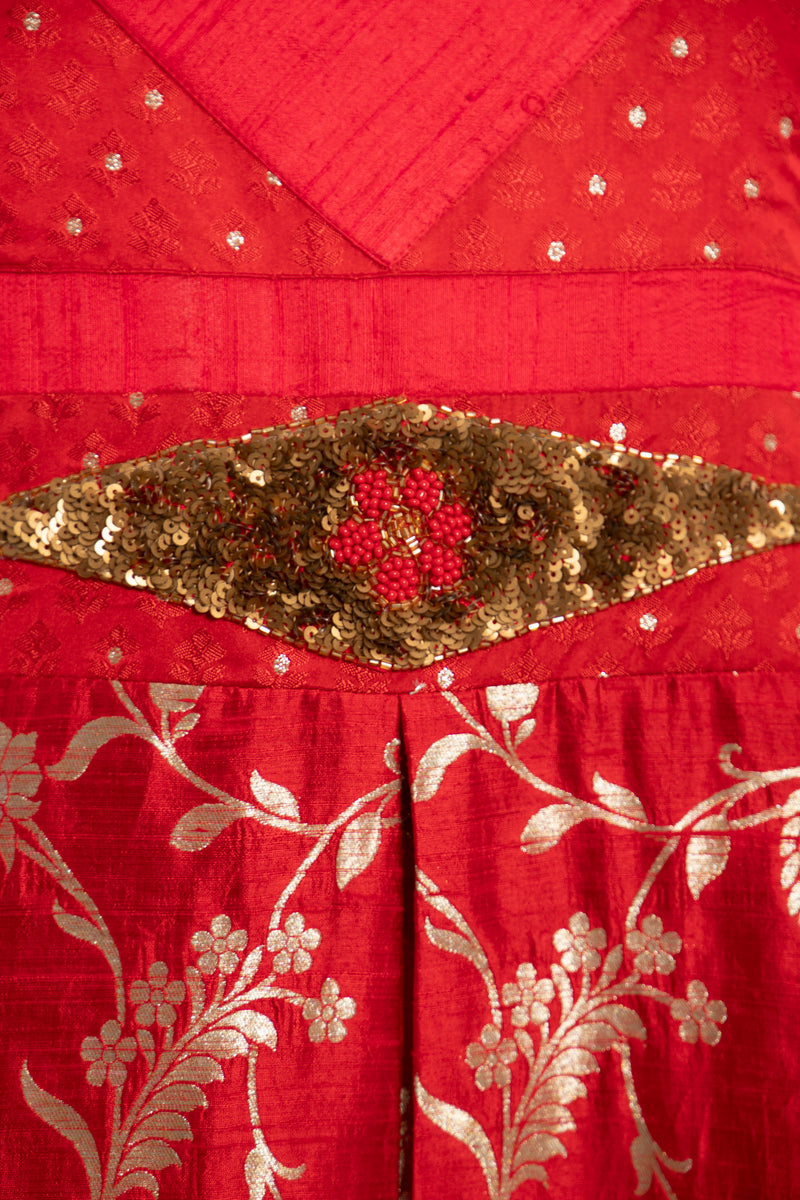 Rayssa Silk Sequins Embroidered Red Dress