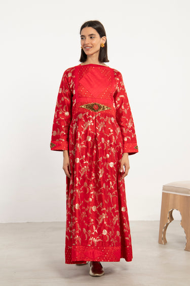Rayssa Silk Sequins Embroidered Red Dress