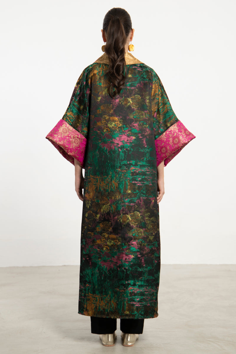 Yasma Cotton Jacquard and Silk Brocade Abaya