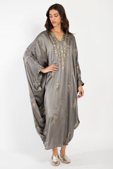 Cartage Silk Tareq Hand Embroidered Grey Dress