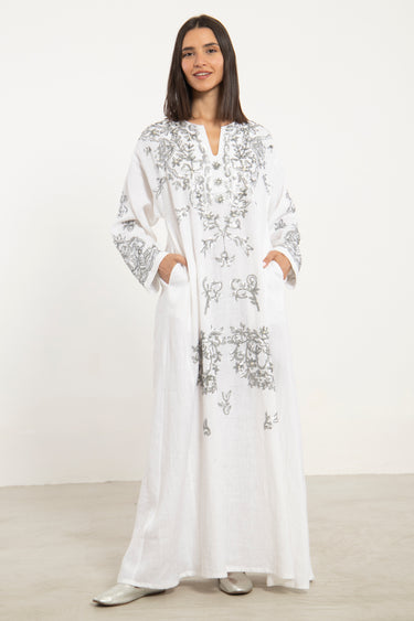 Jawaher Linen Embroidered Dress