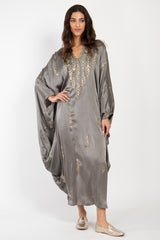 Cartage Silk Tareq Hand Embroidered Grey Dress