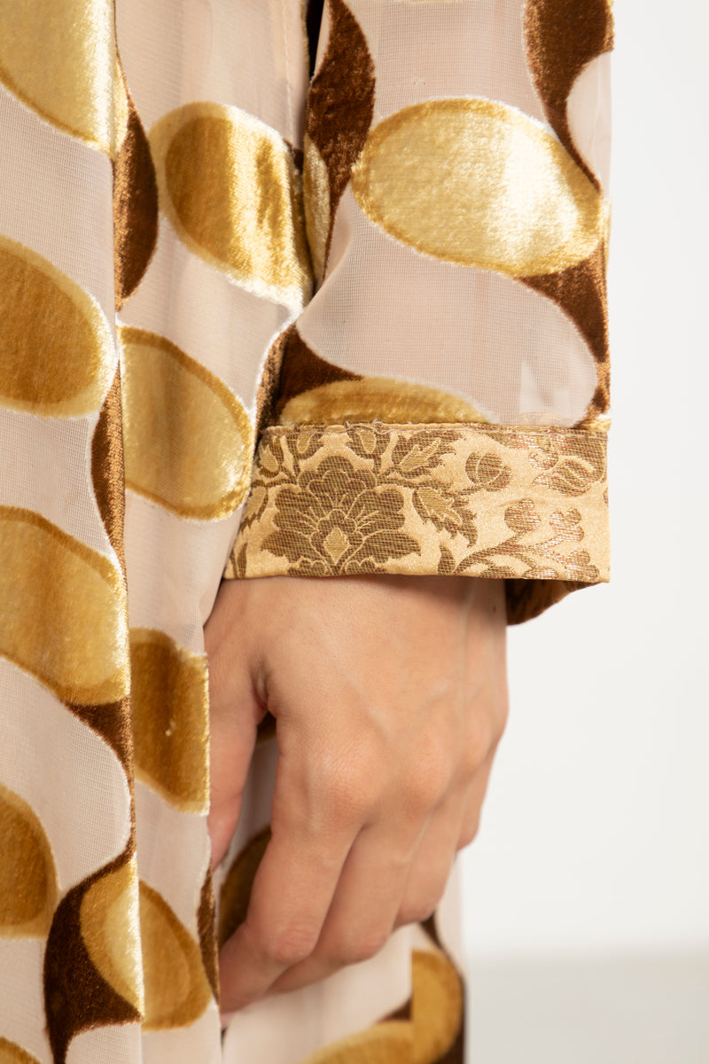 Jamila Velvet Devoré Gold Dress