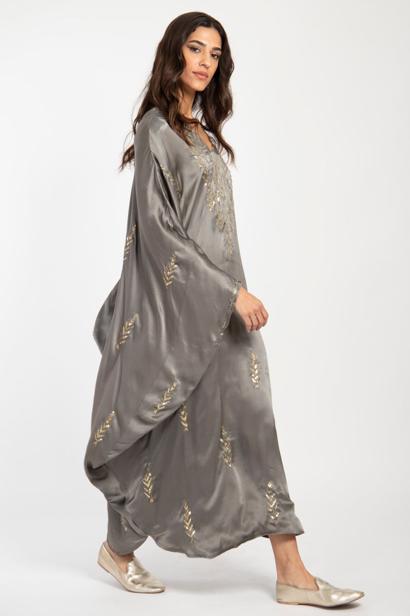 Cartage Silk Tareq Hand Embroidered Grey Dress