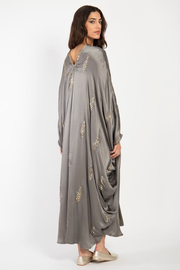 Cartage Silk Tareq Hand Embroidered Grey Dress