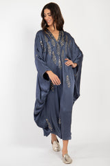 Cartage Silk Tareq Hand Embroidered Navy Dress