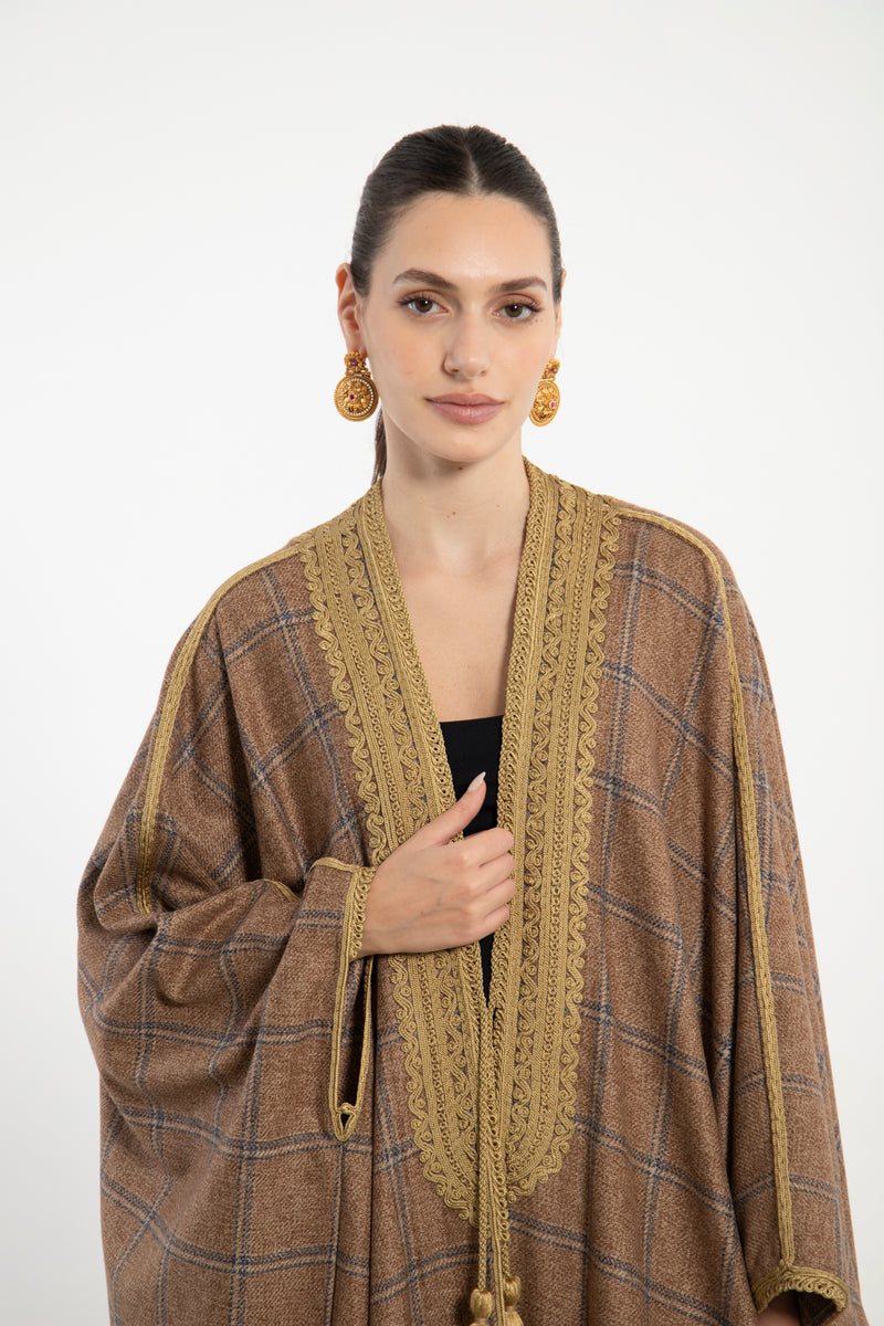 Cashmere Light Brown & Gold Abaya