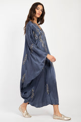 Cartage Silk Tareq Hand Embroidered Navy Dress