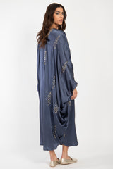 Cartage Silk Tareq Hand Embroidered Navy Dress