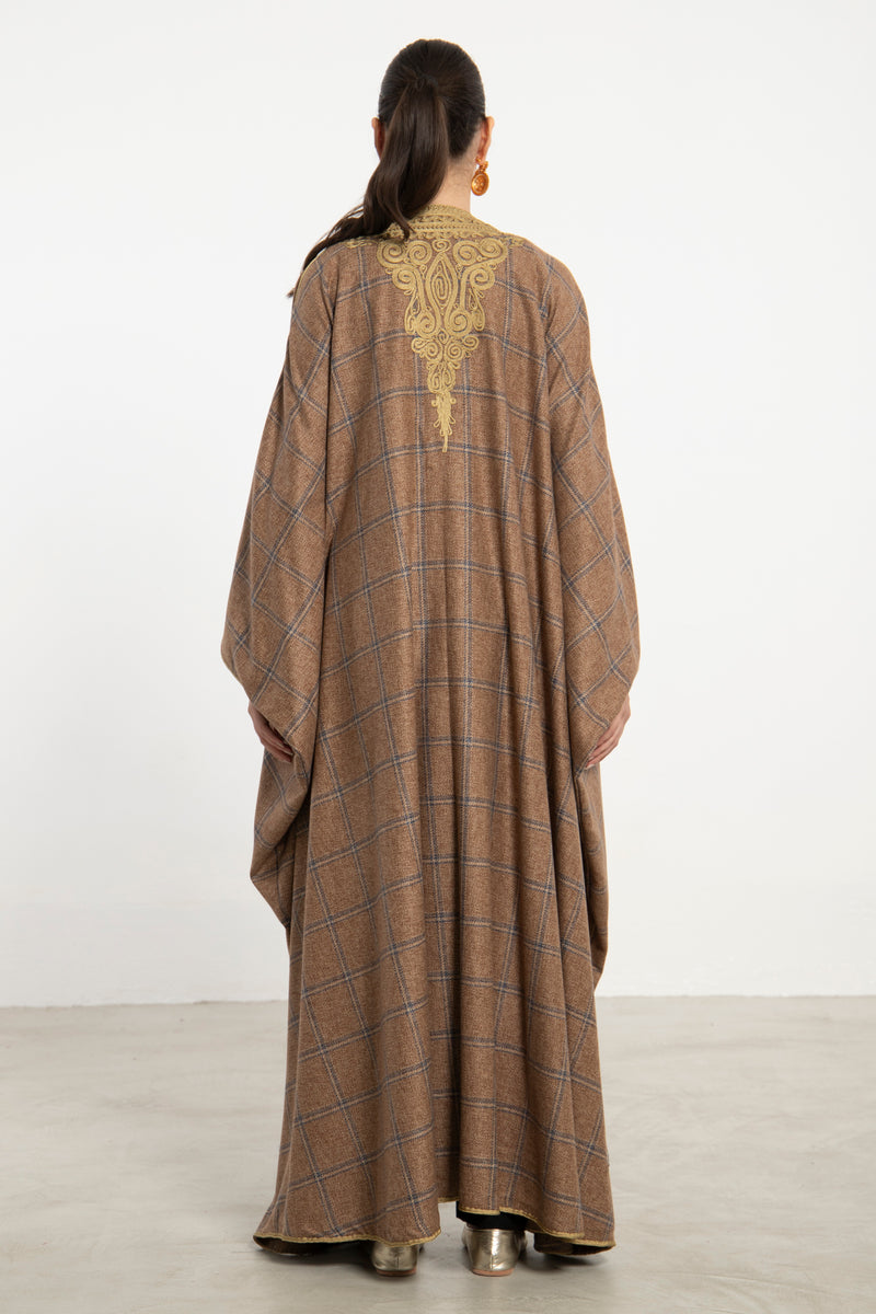 Cashmere Light Brown & Gold Abaya