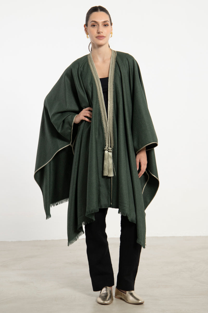 Wool & Cashmere Green Poncho