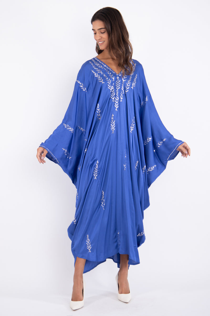 Cartage Silk Royal Blue Silver Tareq Dress
