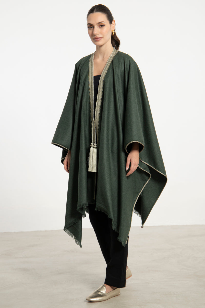 Wool & Cashmere Green Poncho