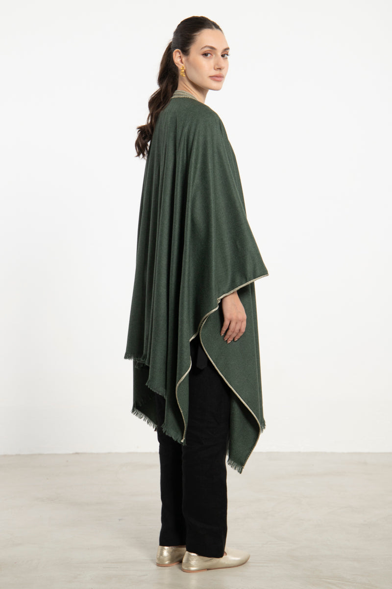 Wool & Cashmere Green Poncho
