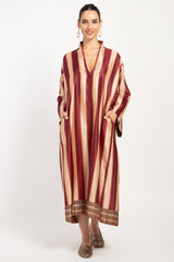 Nisrine Silk Red & Gold Kaftan