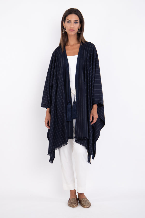 Loro Piana Wool & Cashmere Navy Poncho