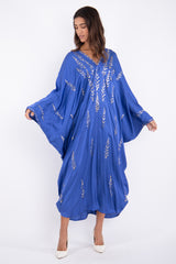 Cartage Silk Royal Blue Gold Tareq Dress