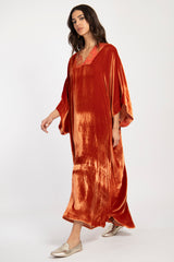 Adan Silk Velvet Rust Kaftan